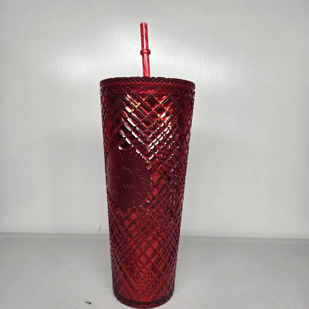 Starbucks Tumbler Red Winter Holiday 2021‎ Venti Jeweled Cold Cup 24oz Cup New